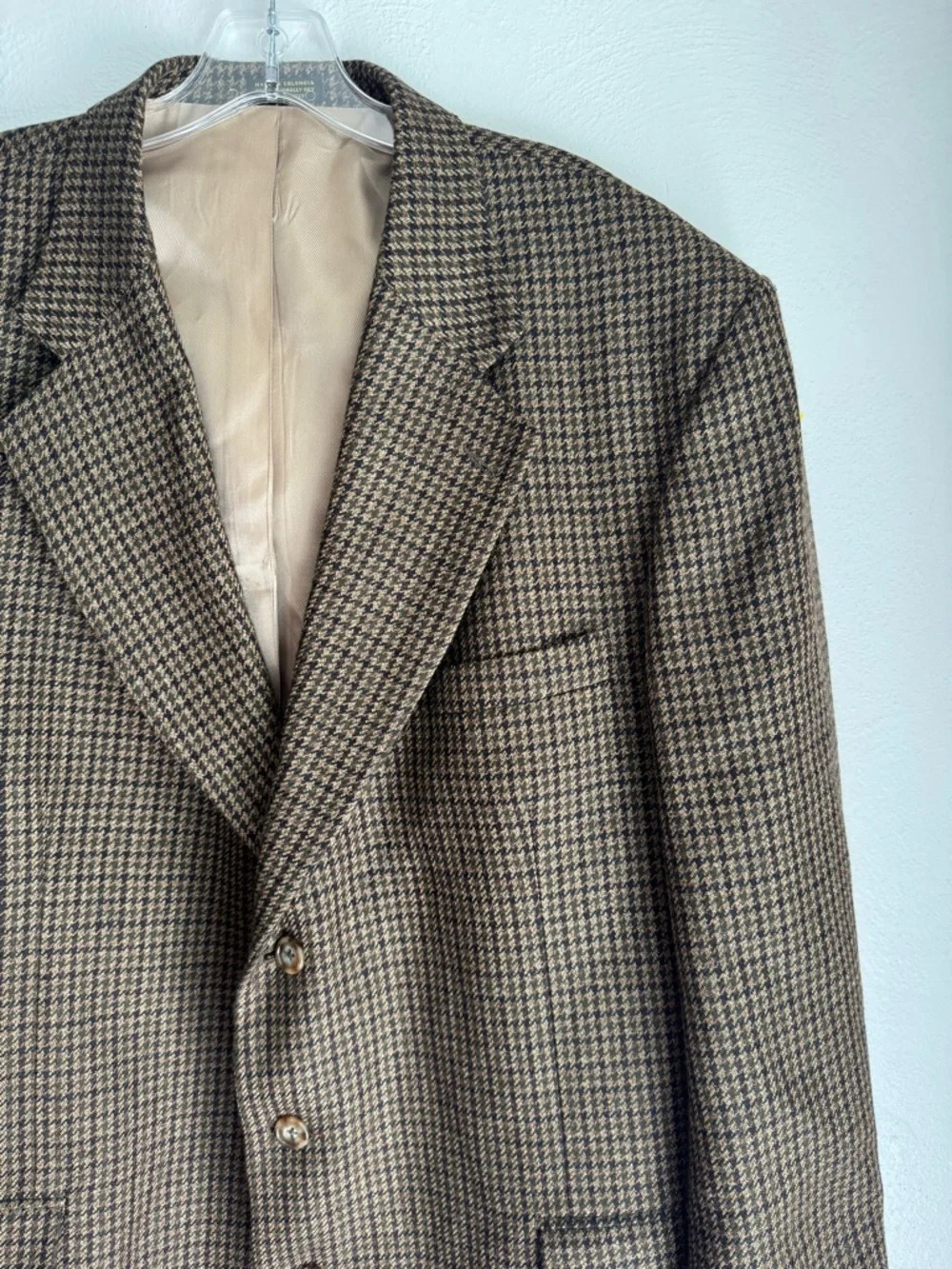 Oscar de la Renta Vintage Men's Brown Houndstooth 100% Wool Sport Coat